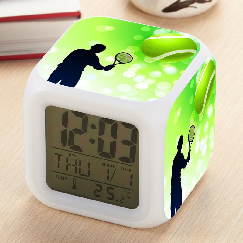 Seven-Color LED Digital Alarm Clock - Multi-functional, Color-Changing, Large Screen, Creative Square Design. Three Battery Alarm Clock