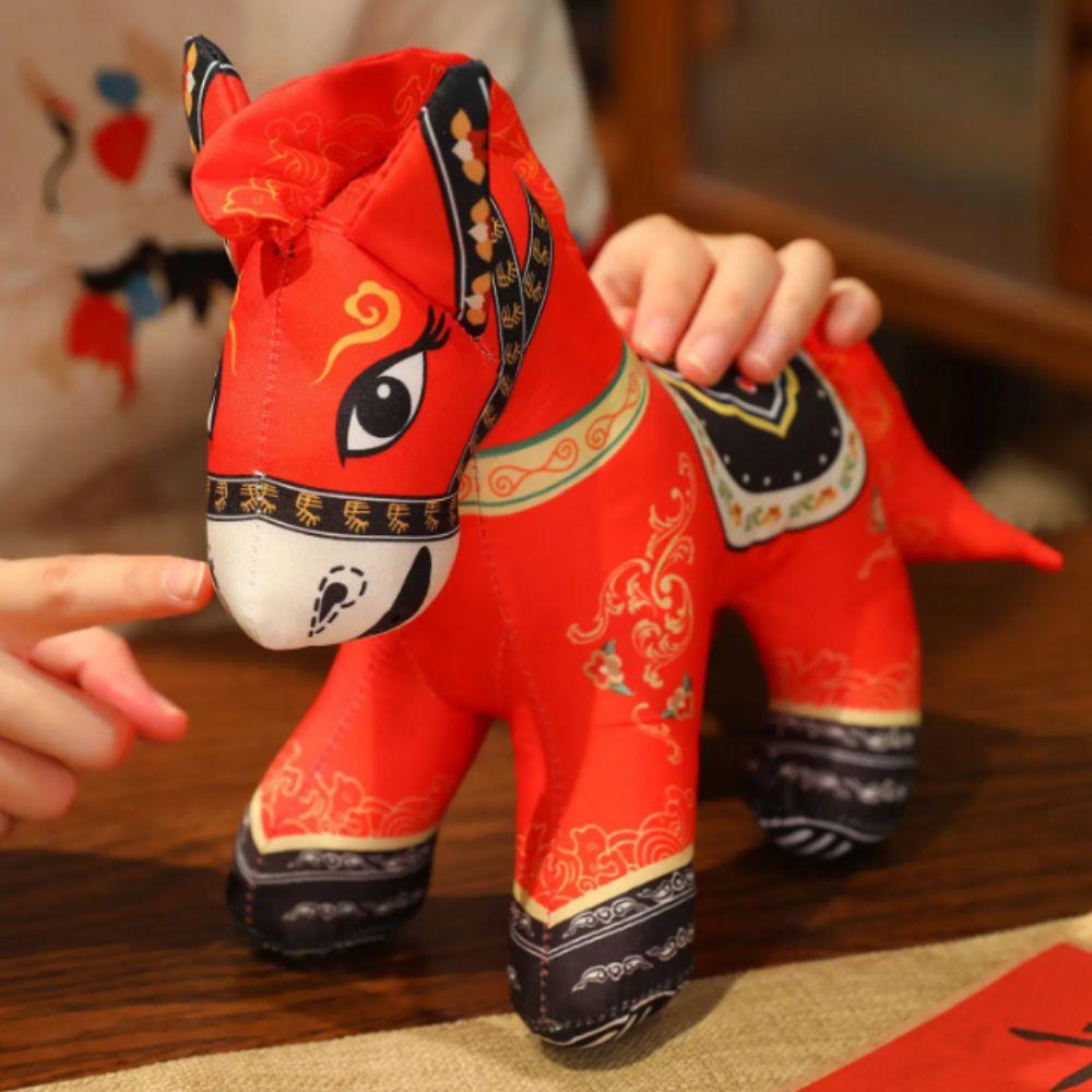 Cozy Embroidery Fabrics Good Luck Pony Doll Horse Mascot Plush Toy Home Decor