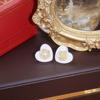 Temperament Graceful Flower Heart Metallic Stud Earrings Latest Korean Style Brincos Jewelry Black WhiteElegant Stud