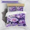 3PC Custom Name Purple Roses Garden Bedding Set Duvet Cover Closure Includes 1 Duvet Cover & 2 Pillowcases for Bedroom