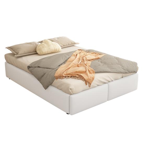 140x200cm Upholstered Bed, Platform Bed, Upholstered Bed Without Headboard, with Hydraulic Storage And 2 Drawers,