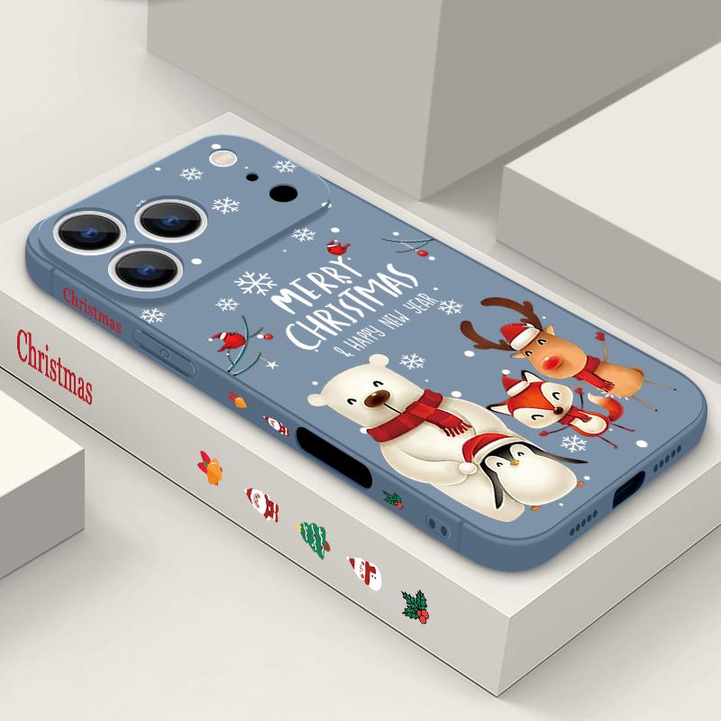 Cute Snowfield Pattern TPU Soft Silicone Case For iPhone 17 Pro Max 16E 16 15 14 13 Pro Max 12 Pro 11 Shockproof With Lanyard Phone Cover Fundas