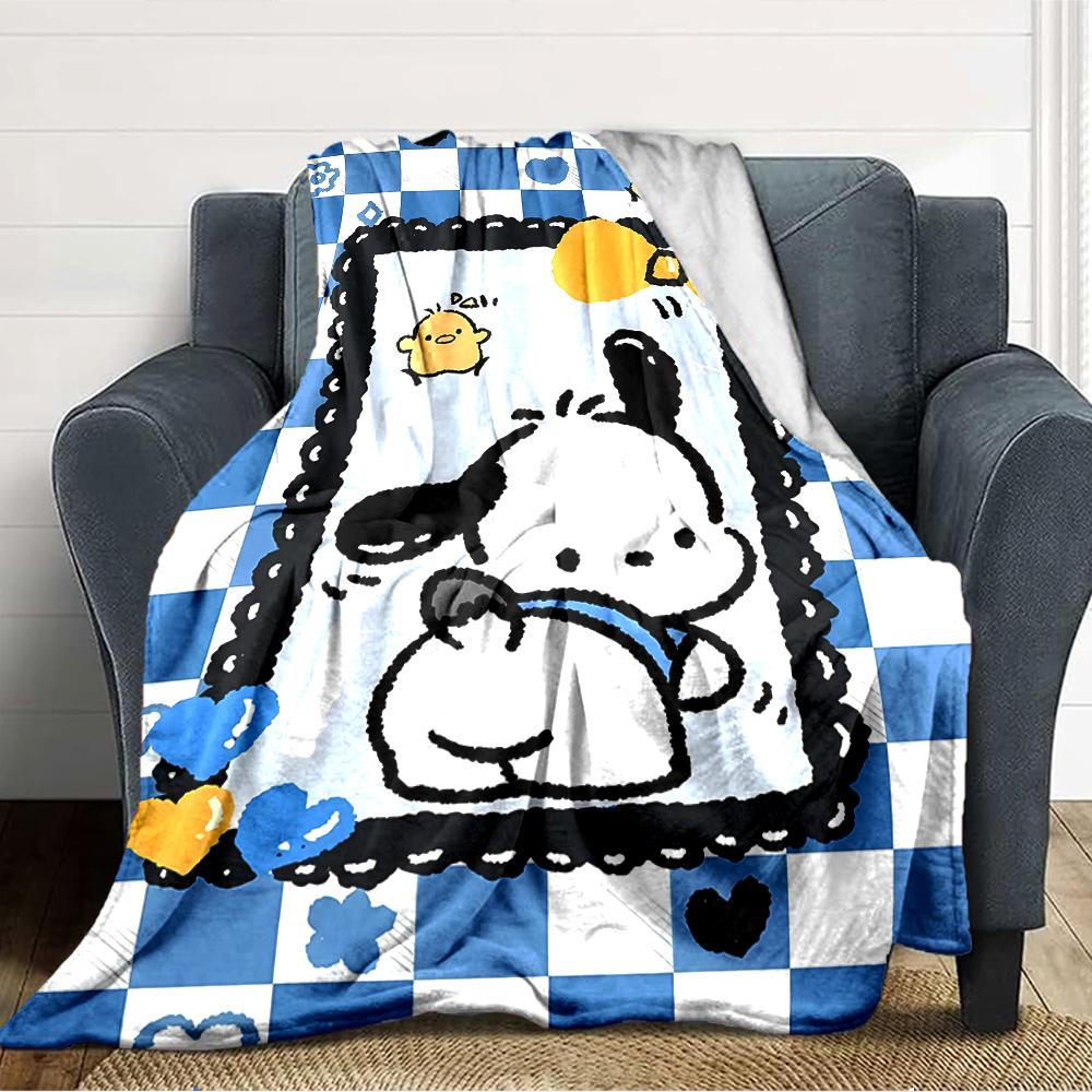 1pc Sanrio Pochacco1 Blanket, Gift, for Men and Women, Soft Blanket, Good for Sofa Bed Couch Travel, Lightweight Flannel Blanket