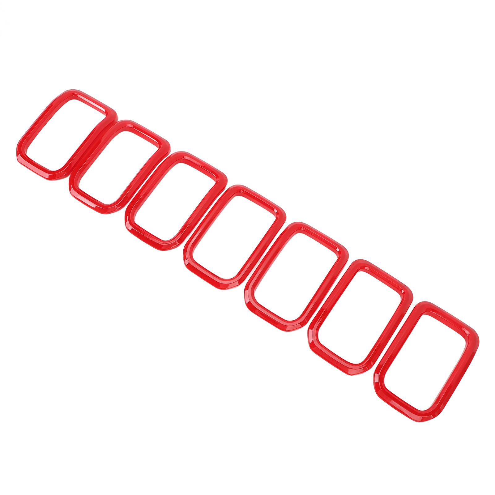 

7PCS Front Grille Insert Cover Red Front Grill Cover Rings Frame Trims Kit Outline Car Decoration