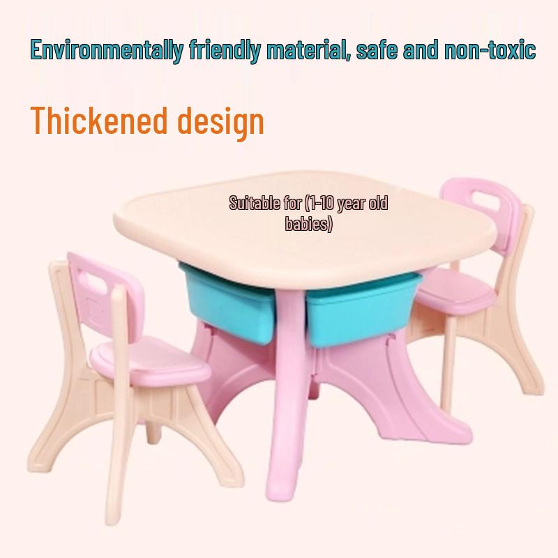 Children's Multifunctional Study Desk and Chair Set with Storage