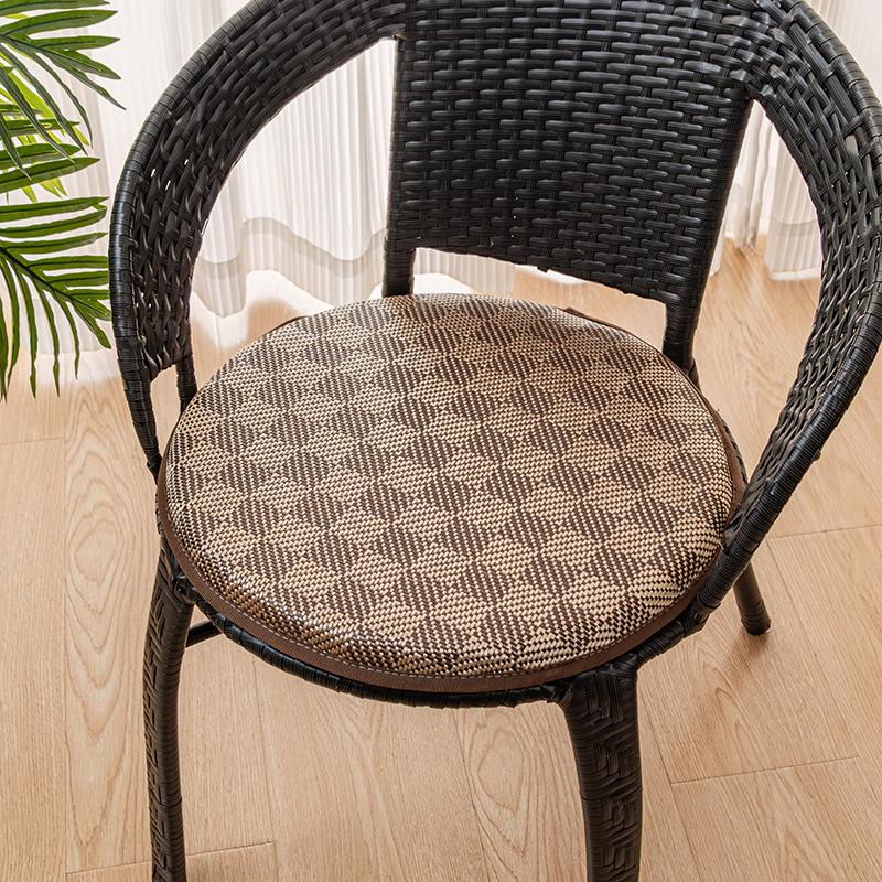 Non-slip Washable Ice Silk Rattan Round Seat Cushion for Dining Chair