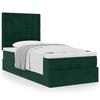 Exclusive House - Ottoman Bed Frame with Dark Green Mattress 100x200 Cm Velvet