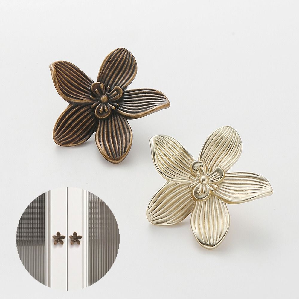Zinc Alloy Drawer Knob Gold Finish Bronze Finish Cabinet Handle Creative Petal Design Furniture Hardware Cabinet Door
