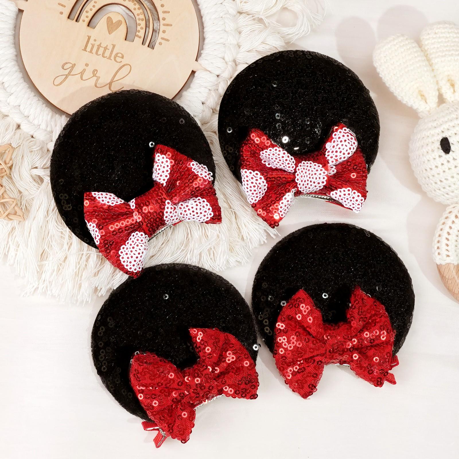 

4 шт. Заколки для волос с ушками мышки из пайеток, блестящие банты для волос, милые ушки мышей, заколки-зажимы для волос для женщин, девочек, аксессуары для волос для вечеринки