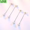 New 925 Sterling Silver Women Pendant Fashion Square Ear Line All -Match Pearl Ear Studs High Quality Zircon Pair Earring Jewelry