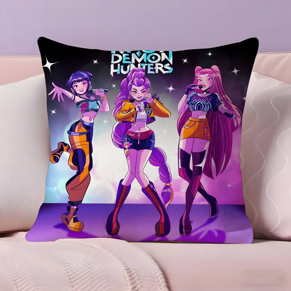 Hot Kpop Demon Hunters Cartoon Pillow Covers Decorative Home Print Square Pillow Bedroom Room Decoration Pillowcase