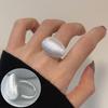Women's Wide Band Geometric Frosted Matte Open Ring, S925 Silver Plated Creative Index Finger Design