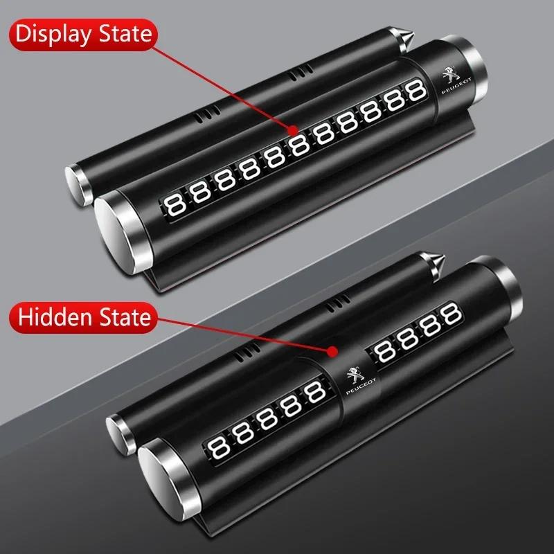 Neue temporäre Parkkarte für das Auto, drehbare Telefonnummernschilder, Aluminium-Parkplatz für Peugeot 308 408 508 RCZ 208 3008 2008 206 207 307