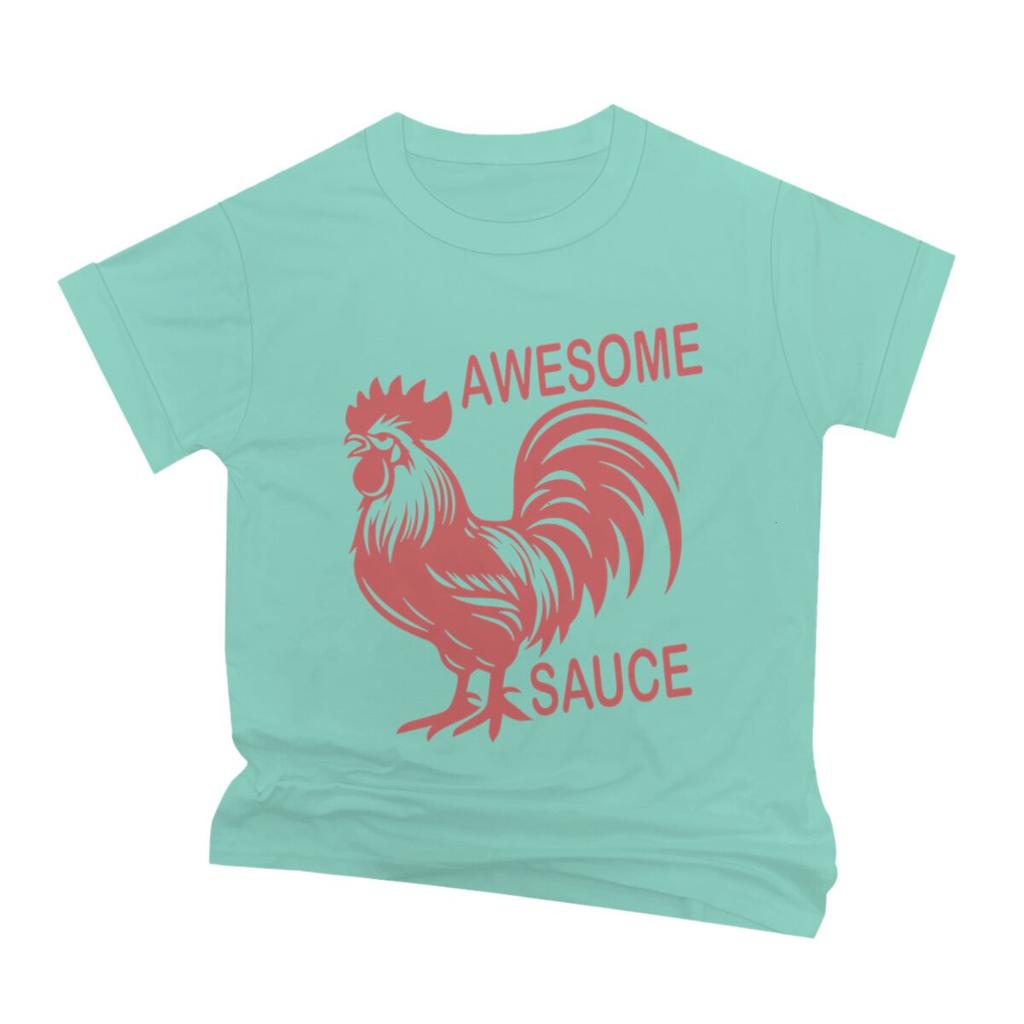 Funny Rooster Awesome Sauce Print TShirts Mens Short Sleeve Graphic T Shirt Funny Chicken Tshirt Humor Tees Male Tshirt