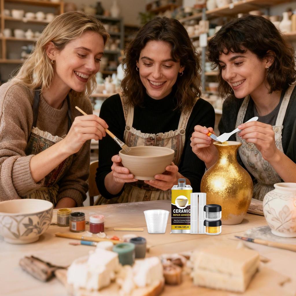 Kit di Riparazione in Porcellana Sicuro per Alimenti Crepa & Scheggiatura Adesivo Lavabile in Lavastoviglie Colla Ceramica per Ciotole, Piatti, Tazze, Uso Domestico