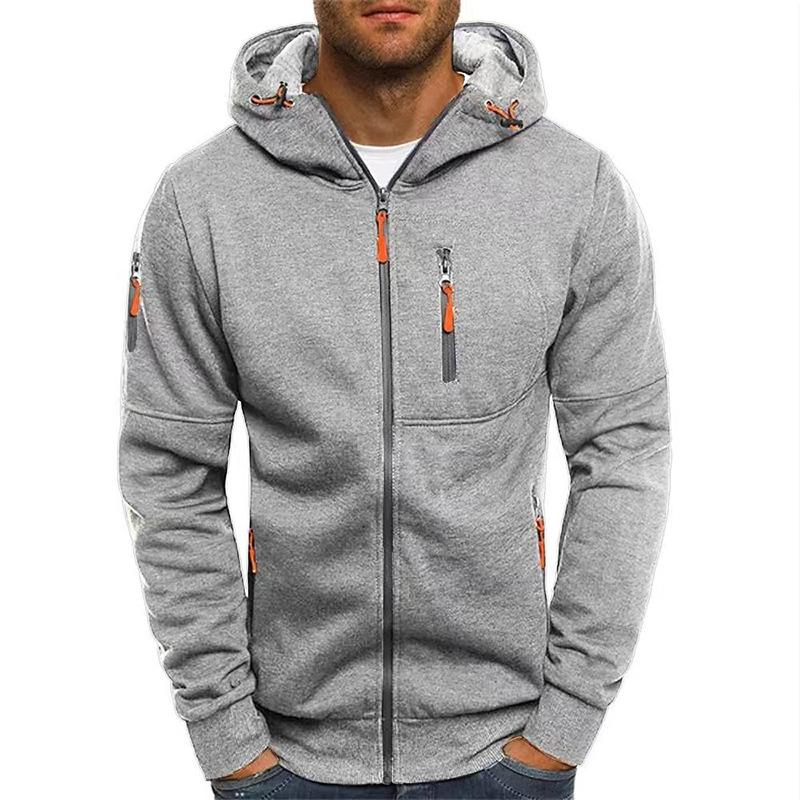 Men s Slim Fit Hooded Sports Jacket - Autumn/Winter Casual Zippered Sleeve Cardigan M