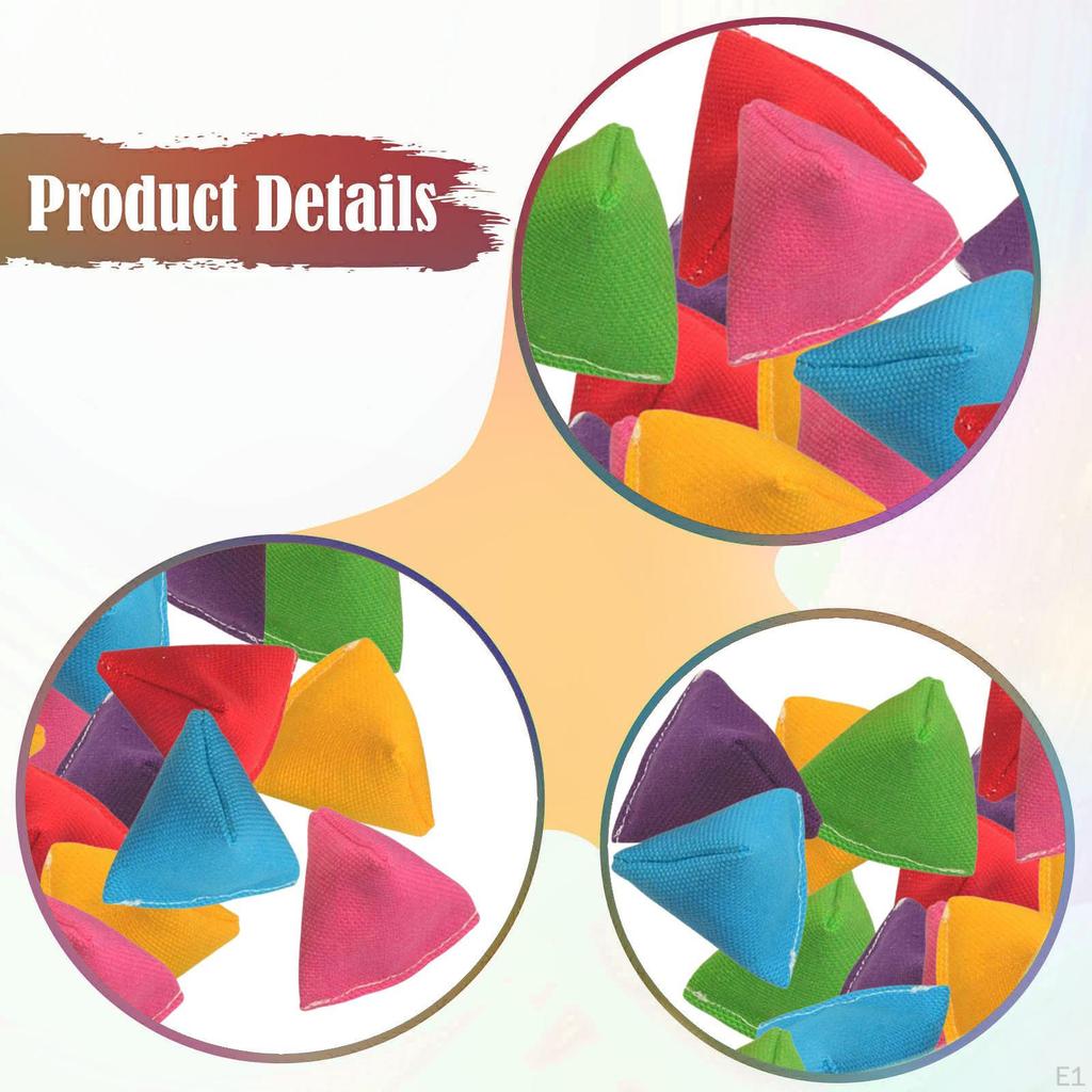 30 Pieces Triangular Beanbag Toss Bag Educational Color Learning Kids Throwing Bean Bags Mini