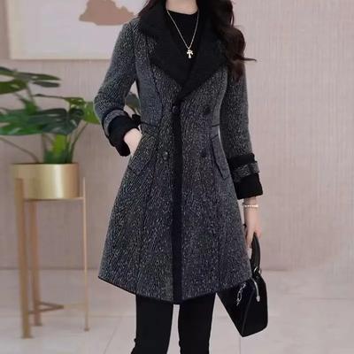 Damen Herbst und Winter Beidseitig tragbarer Anzug Kragen Wolljacke Damen Wollmantel auf beiden Seiten