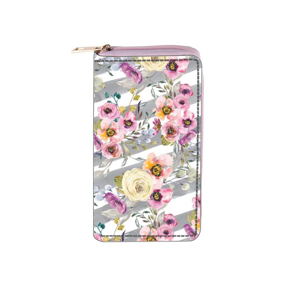 

Женский кошелек Цветочный Цифровой Длинный Кошелек на Молнии, Сумка-кошелек