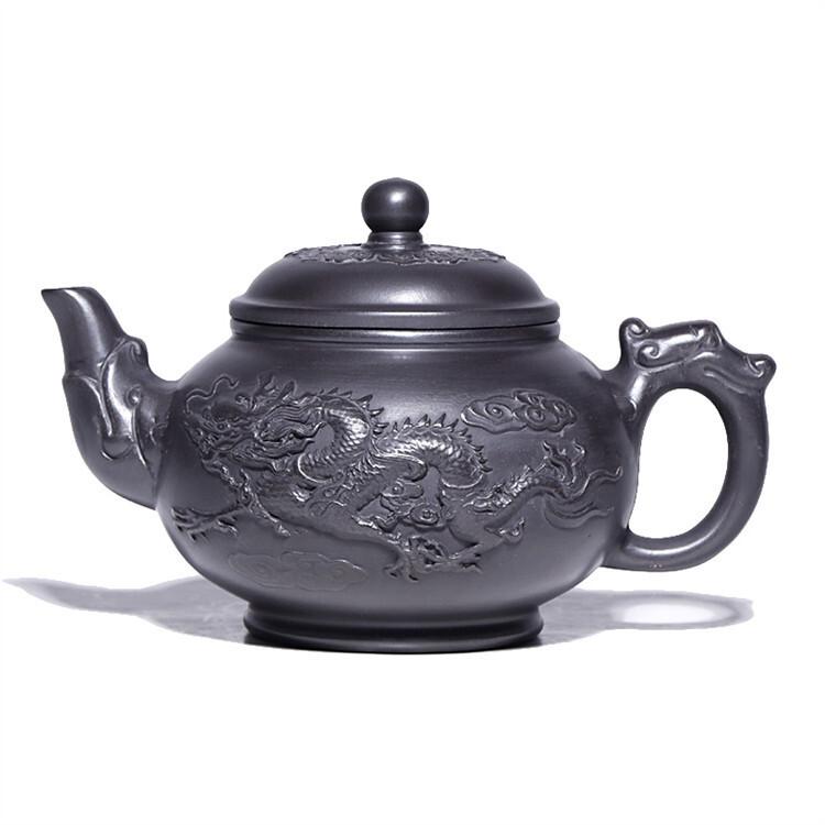 

430 мл эстетичные чайники из фиолетовой глины Исин, ручной работы, горшок с драконом, необработанный камень, желтый глиняный чайник, чайный сервиз «Цзыша», чайные принадлежности, посуда для питья