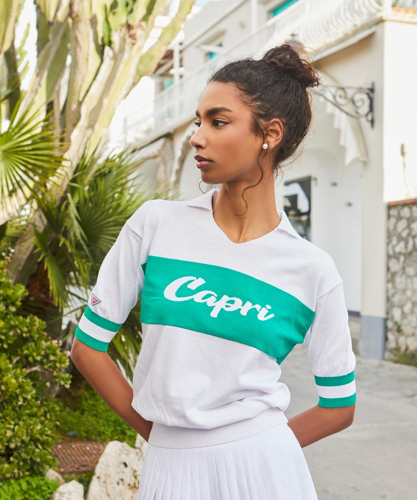 CREVE9 Capri Loose Fit Short Sleeve Knit Wh