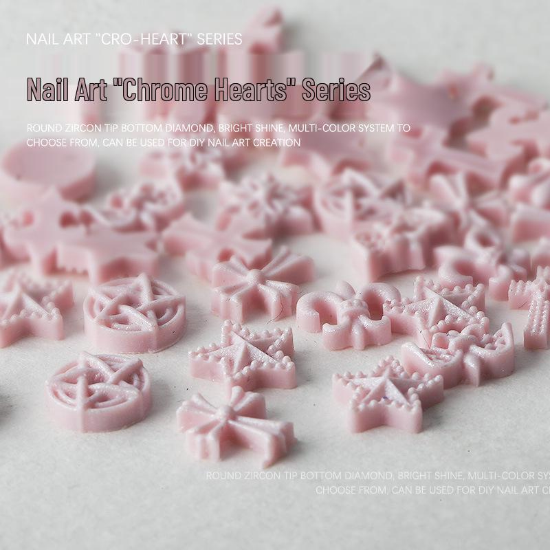 Colorful Cross & Star Chrome Hearts Nail Art Resin Bow Accessories