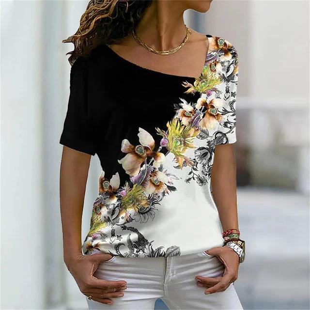 Летняя футболка с 3D-принтом цветного узора — фото 26