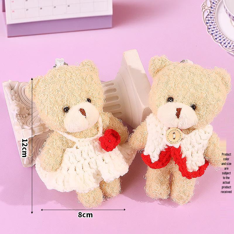 Blush Bear Doll Keychain: Cute Skirt Plush Heart Bag Charm Gift