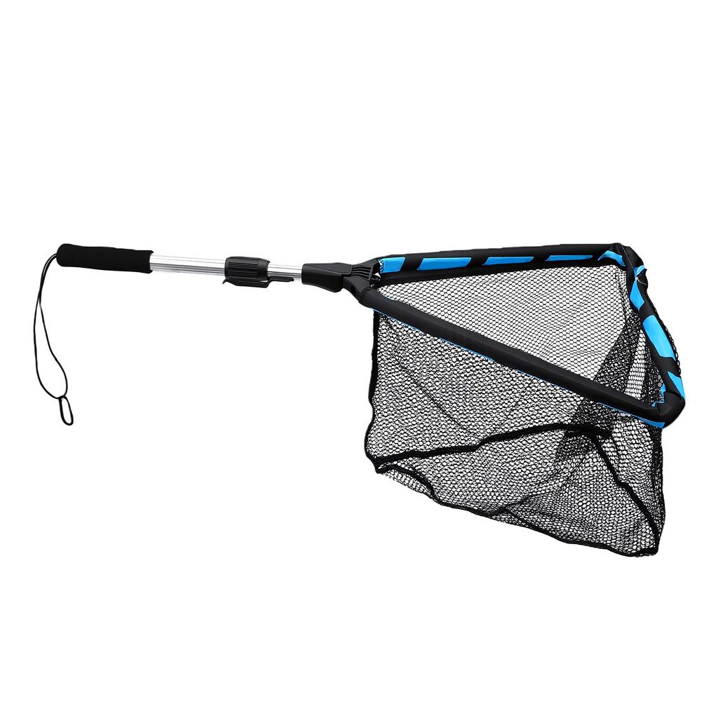 Fishing Landing Net Triangular Folding Telescopic Aluminum Handle and EVA Foam Floating Frame With Hook Remover Fish Fishing Tackle