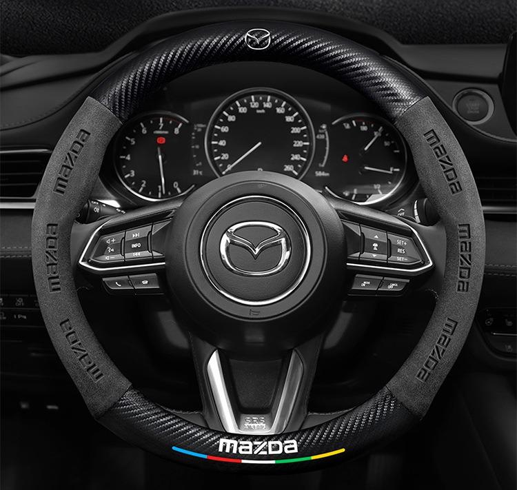 Carbon fiber Suede Car Steering Wheel Cover For Mazda 2 3 5 6 CX-4 CX-5 CX-7 CX-8 CX-30 CX-50 MX5 Miata RX-7 RX-8 Axela Atenza