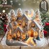 2D Flat Snowy Winter Scene Acrylic Christmas House Model Desktop Decoration, Suitable for Wall Decoration, Porch, Room, Villa, Accents Home, Hallway,