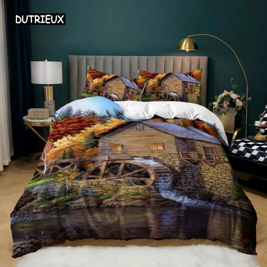 Painting Duvet Cover Set King Size Beach Sunset Reef Natural Landscape Painted Bedding Set Natural Scenery Polyester Quilt Cover