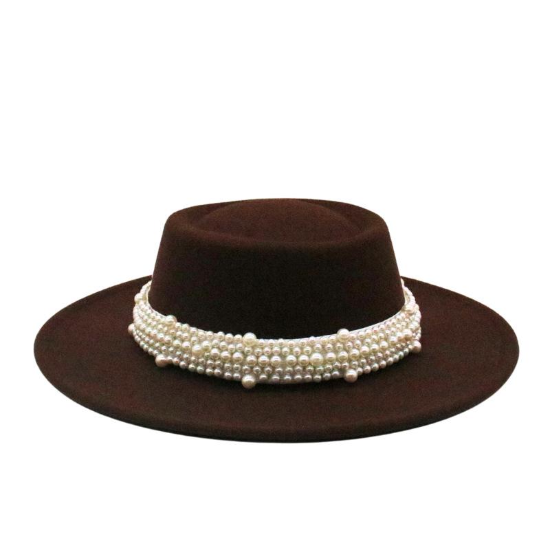 French Retro British Flat Top Top Hat Season Men'S And Women'S Hats Hepburn Face Small Felt Hat