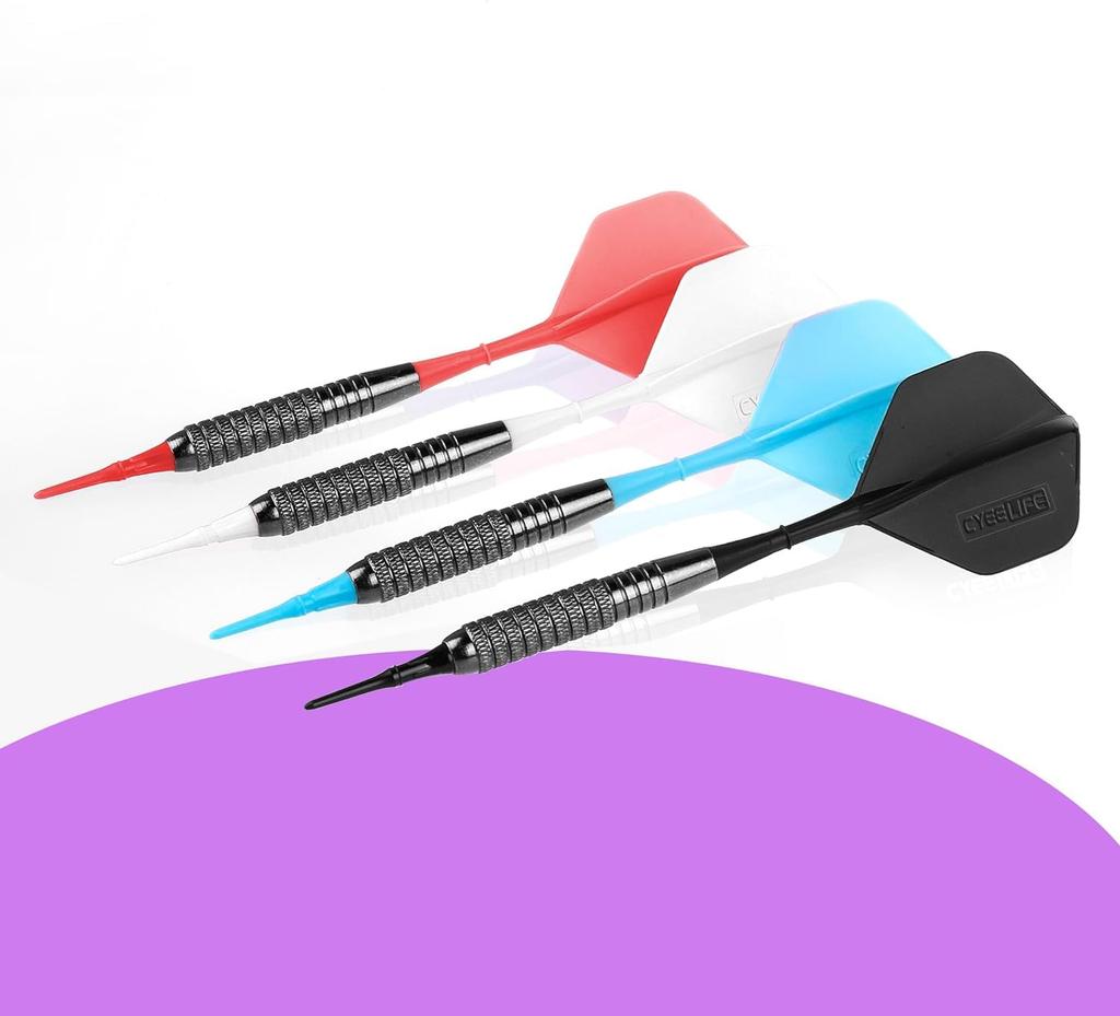 CyeeLife 12-pack 18g Soft Tip Darts Set + 100 Extra Tips, Beginner-Friendly Home Darts