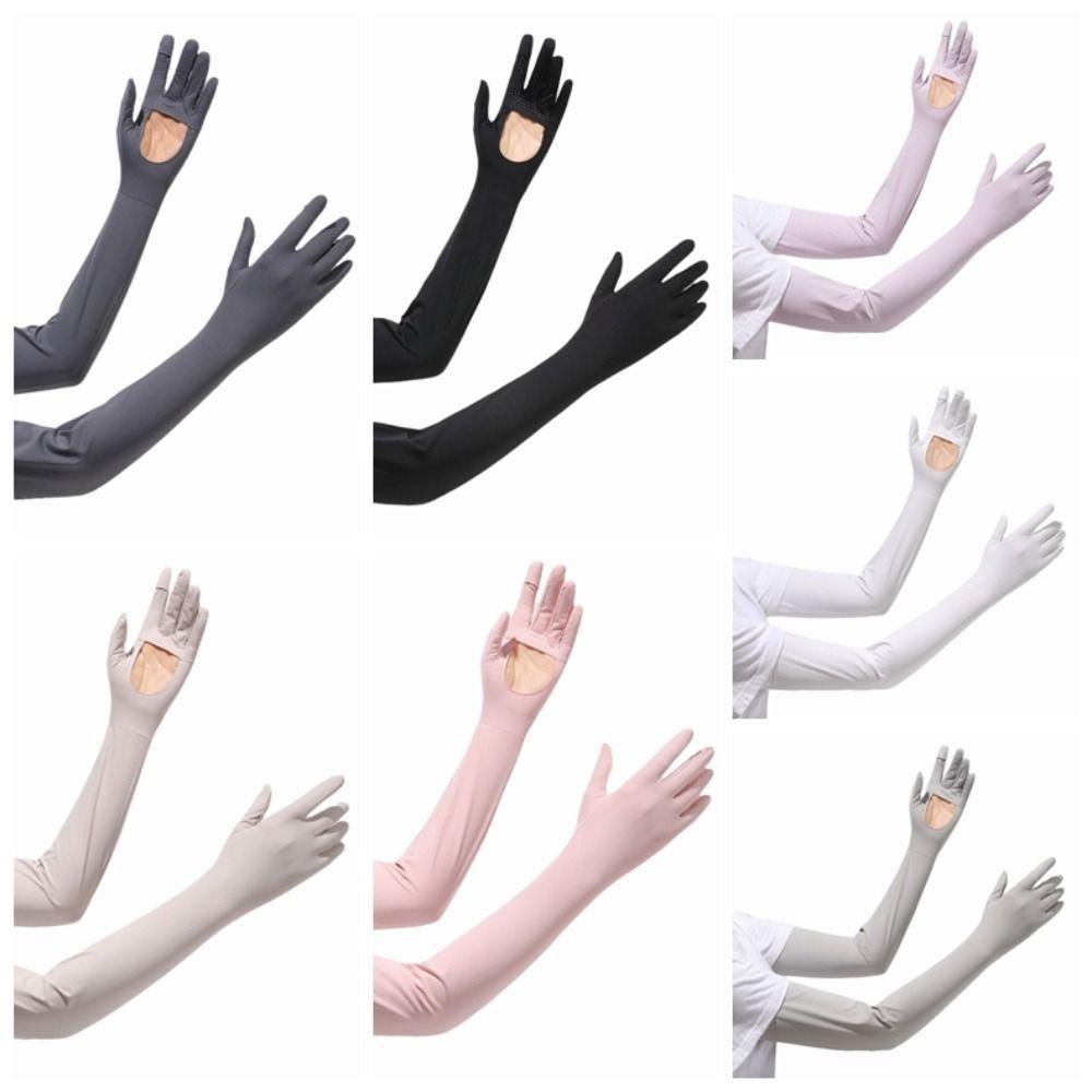 Non-slip Long Sleeve Sun Protection Sunscreen Sleeve Gloves Breathable Summer Arm Cover  Women
