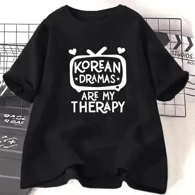 Korejské seriály jsou moje relaxace Grafické Unisex Dámské Y2K Tričko Bílé Krátký Rukáv Kulatý Výstřih Ležérní Top s TV Srdíčka Design Top