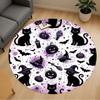 1pc Halloween, Cats Round Chair Mat Area Rug - Non-Slip, Floor Mat for Office, Bedroom, and Indoor Decor -1002067