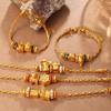 Retro Carved DIY Beaded Bracelet with Geometric Bow Knot Charm
