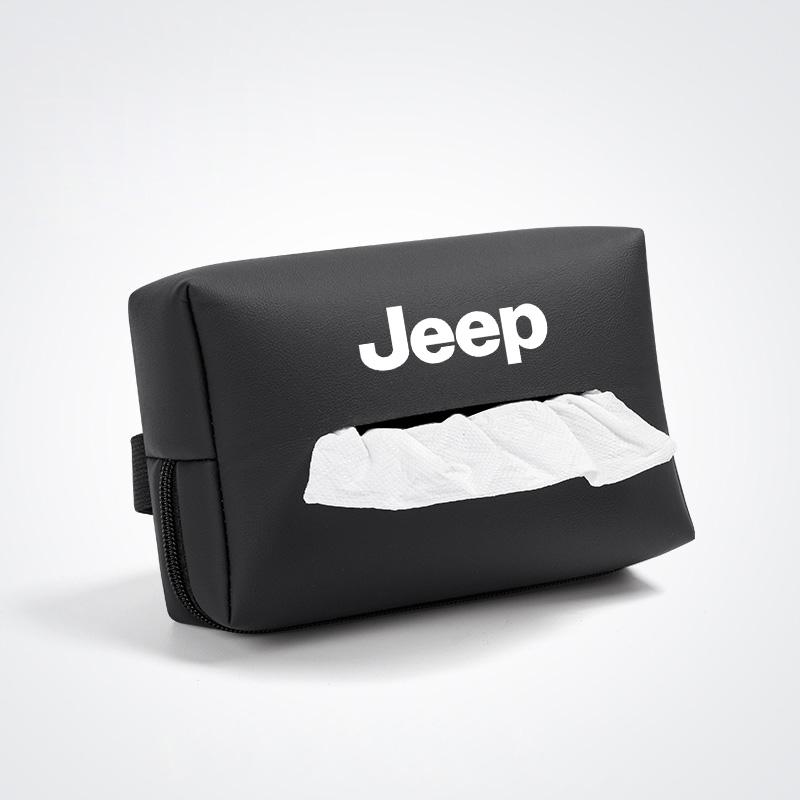 AIY5   Car Tissue Box Leather Paper Towel Storage Bag Accessories For Jeep Grand Cherokee Wrangler JK Gladiator Compass Renegade Recon