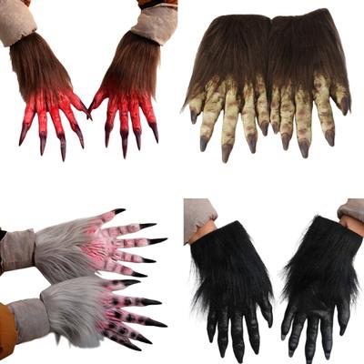 Halloween Cosplay Wolf Claw Shape Gloves Full Finger Mitten Cute Carnivals Outdoor Gloves Rubber Gloves for Boys Girls