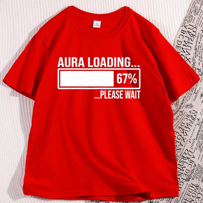 T Shirt Men Clothing 100 Cotton Aura Loading 67 Funny Six Seven Gen Alpha Meme TShirt Causal Funny Cotton Short Sleeve Tees S