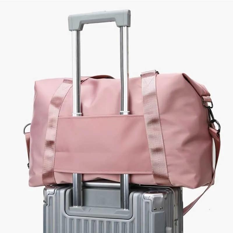 Große Damen-Reisetasche Multifunktionale Sporttasche Handtaschen Nylon Wasserdichte Umhängetasche Damen Nass-Trocken-Taschen Sporttaschen