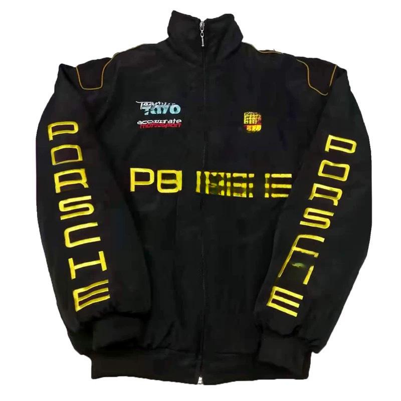 Embroidered Racing Suit F1 Kurtka Motocyklowa: Retro Styl Europejski i Amerykański, Bawełniany Płaszcz z Długim Rękawem