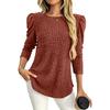 Women's Fashionable Solid Color Long Sleeved Round Neck Loose Casual Pullover T-shirt Top