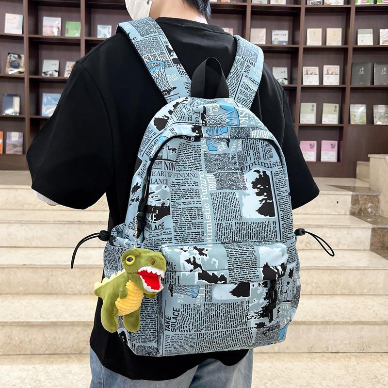 Autumn nylon backpack 2025 new Korean version fashion graffiti backpack large capacity high school student schoolbag tide