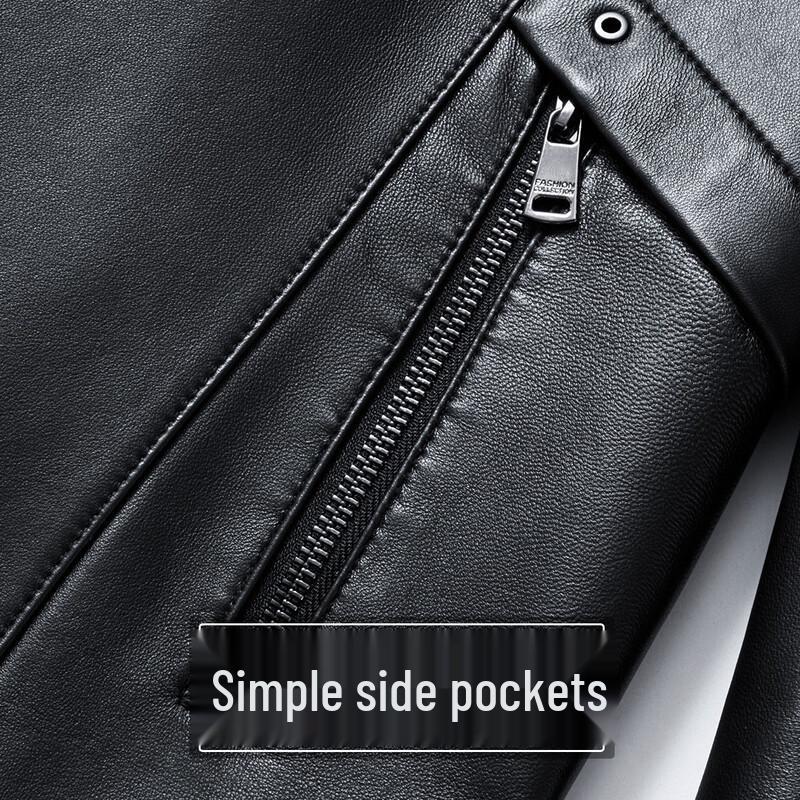 Futing Men's Business Casual Sheepskin Leather Jacket