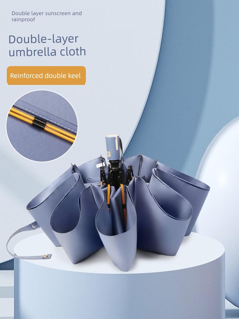 Double-Layer Umbrella for Both Rain and Sun, Reinforced Folding Umbrella for Men and Women, Fully Automatic, Super Strong Sun Protection and Uv
