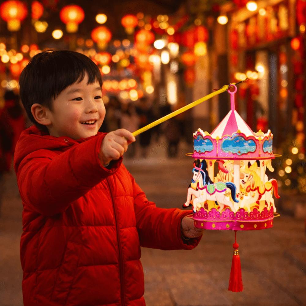PVC Year of the Horse Lantern 3D Luminous Lanterns Portable Lanterns  Spring Festival