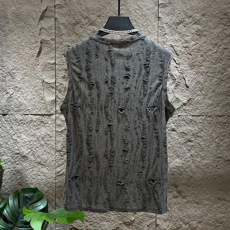 Men's Summer Solid-Color Set: Sleeveless Crew Neck T-Shirt + Shorts Two-Piece Set