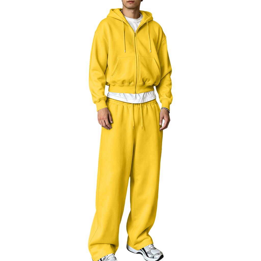 Ensemble Sweat à Capuche zippé et Pantalon de Jogging assortis pour Tenue Casual d'Hiver